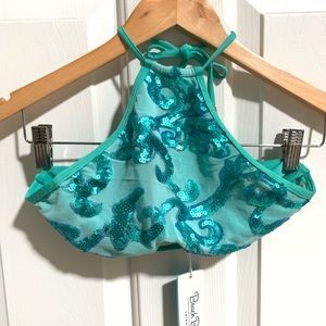 Beach bunny high neck halter in crystal seas